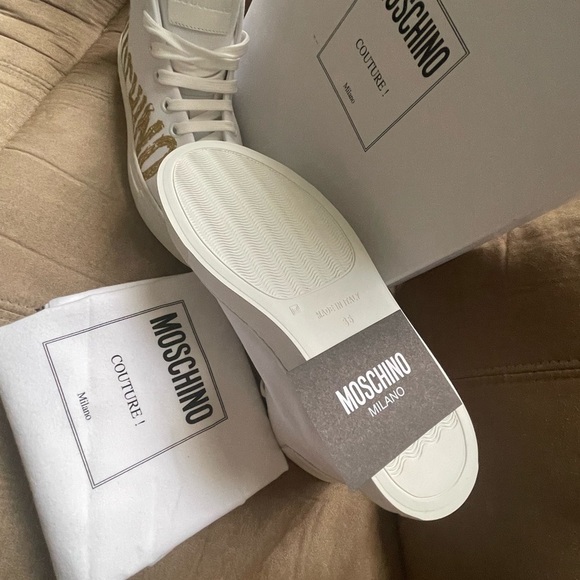 Moschino High top sneakers canvas White/ Gold Versatile aesthetic - Picture 4 of 10